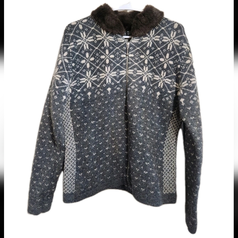 Vintage Maurices Lambswool Blend Full Zip Sweater Size Small